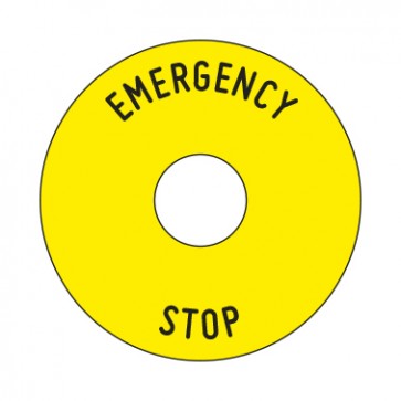 Aufkleber Emergency STOP rund | gelb · schwarz | stark haftend