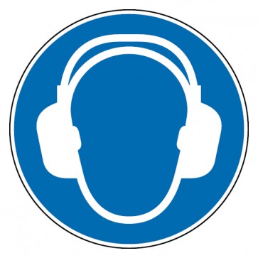 Schild Gebotszeichen Gehörschutz benutzen · selbstklebend