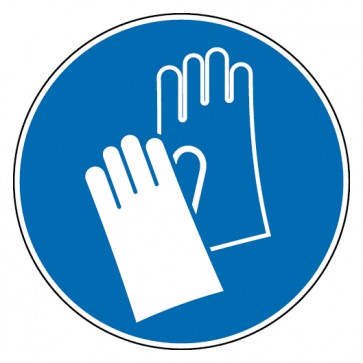 Aufkleber Handschutz benutzen