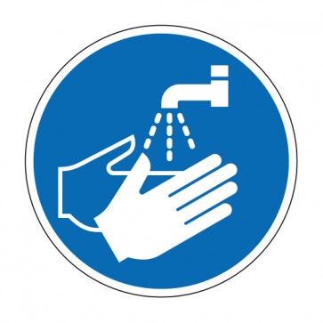 Schild Gebotszeichen Hände waschen (Gebotsschild)