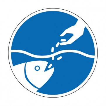 Schild Gebotszeichen Fische füttern erlaubt