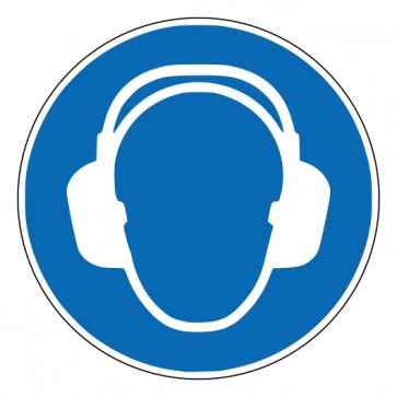 Schild Gebotszeichen Gehörschutz benutzen · ISO 7010 M003 · selbstklebend
