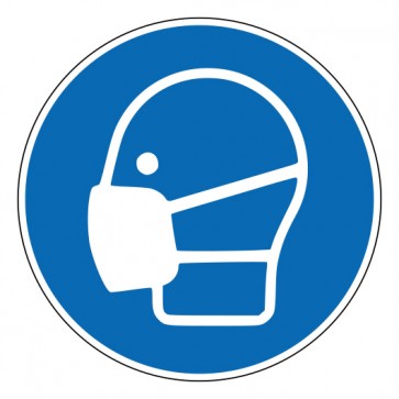 Schild Gebotszeichen Maske benutzen · ISO 7010 M016 · selbstklebend