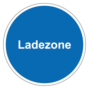 Schild Gebotszeichen rund mit Text Ladezone