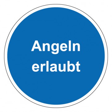 MAGNETSCHILD Gebotszeichen rund mit Text Angeln erlaubt