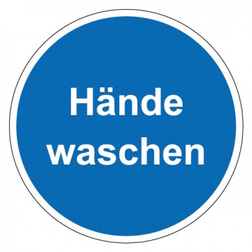 MAGNETSCHILD Gebotszeichen rund mit Text Hände waschen