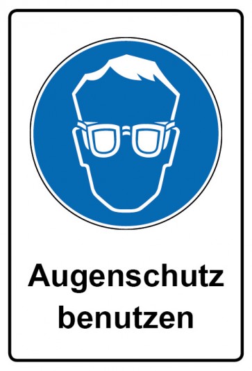 Aufkleber Gebotszeichen Piktogramm & Text deutsch · Augenschutz benutzen (Gebotsaufkleber)