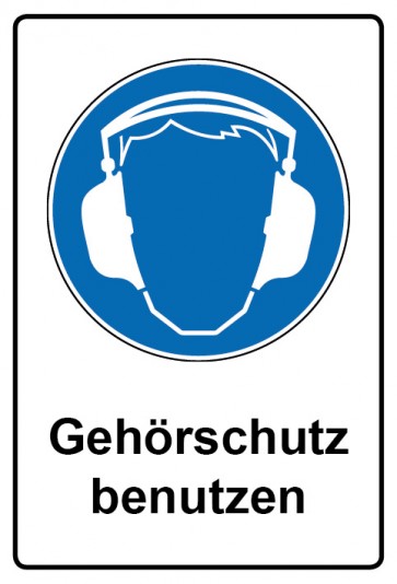 Aufkleber Gebotszeichen Piktogramm & Text deutsch · Gehörschutz benutzen (Gebotsaufkleber)