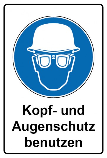 Aufkleber Gebotszeichen Piktogramm & Text deutsch · Kopf- und Augenschutz benutzen (Gebotsaufkleber)