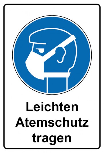 Aufkleber Gebotszeichen Piktogramm & Text deutsch · Leichten Atemschutz tragen (Gebotsaufkleber)
