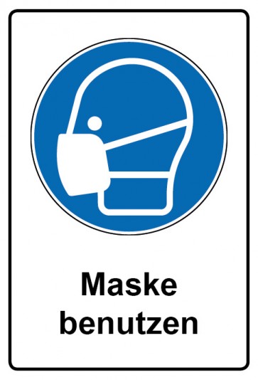 Aufkleber Gebotszeichen Piktogramm & Text deutsch · Maske benutzen (Gebotsaufkleber)