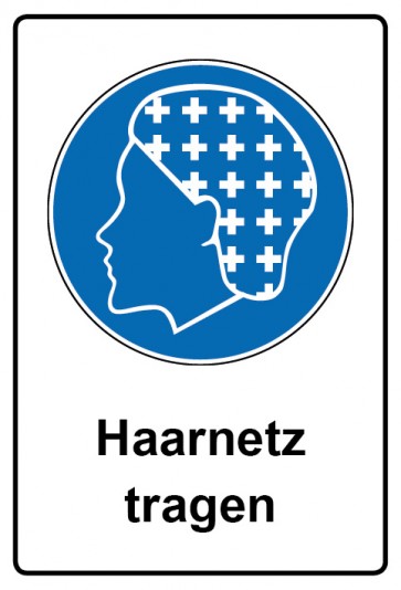 Schild Gebotzeichen Piktogramm & Text deutsch · Haarnetz tragen | selbstklebend (Gebotsschild)