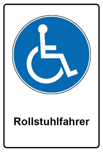 Aufkleber Gebotszeichen Piktogramm & Text deutsch · Rollstuhlfahrer (Gebotsaufkleber)