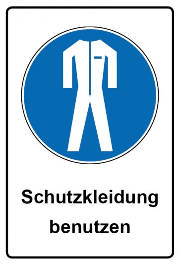 Schild Gebotszeichen Piktogramm & Text deutsch · Schutzkleidung benutzen (Gebotsschild)