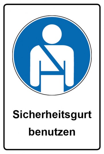 Schild Gebotzeichen Piktogramm & Text deutsch · Sicherheitsgurt benutzen | selbstklebend (Gebotsschild)