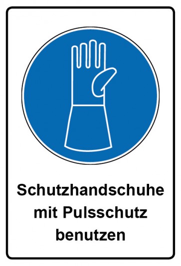 Magnetschild Gebotszeichen Piktogramm & Text deutsch · Schutzhandschuhe mit Pulsschutz benutzen (Gebotsschild magnetisch · Magnetfolie)