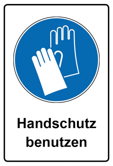 Schild Gebotzeichen Piktogramm & Text deutsch · Handschutz benutzen | selbstklebend (Gebotsschild)
