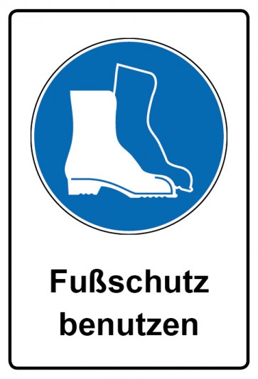 Aufkleber Gebotszeichen Piktogramm & Text deutsch · Fußschutz benutzen (Gebotsaufkleber)