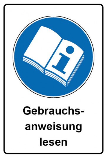 Aufkleber Gebotszeichen Piktogramm & Text deutsch · Gebrauchsanweisung lesen (Gebotsaufkleber)