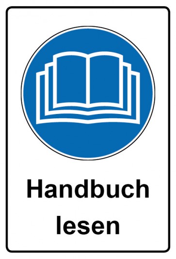 Aufkleber Gebotszeichen Piktogramm & Text deutsch · Handbuch lesen (Gebotsaufkleber)