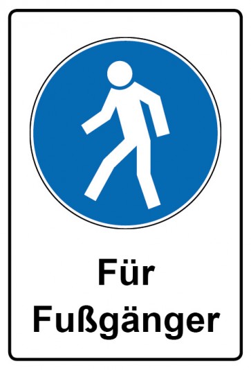 Aufkleber Gebotszeichen Piktogramm & Text deutsch · Für Fußgänger (Gebotsaufkleber)