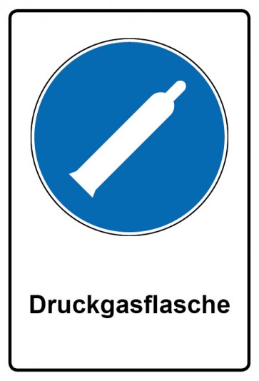 Magnetschild Gebotszeichen Piktogramm & Text deutsch · Druckgasflasche