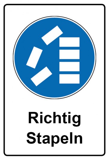 Magnetschild Gebotszeichen Piktogramm & Text deutsch · Richtig stapeln (Gebotsschild magnetisch · Magnetfolie)