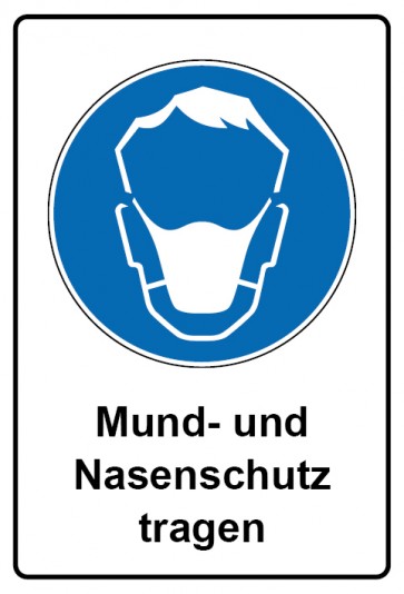 Schild Gebotzeichen Piktogramm & Text deutsch · Mund- und Nasenschutz tragen | selbstklebend (Gebotsschild)