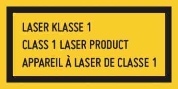 Schild Laserklasse 1 · 3-sprachig · selbstklebend