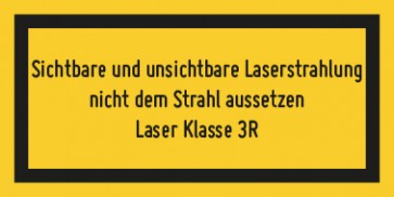 Aufkleber Laserklasse 3R · Sichtbare und unsichtbare Strahlung