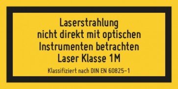 Aufkleber Laserklasse 1M · Sichtbare Strahlung · DIN EN 60825-1