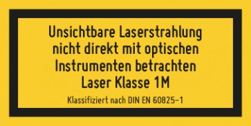 Aufkleber Laserklasse 1M · Unsichtbare Strahlung · DIN EN 60825-1