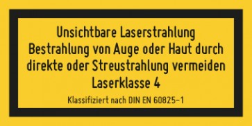 Schild Laserklasse 4 · Unsichtbare Strahlung · DIN EN 60825-1
