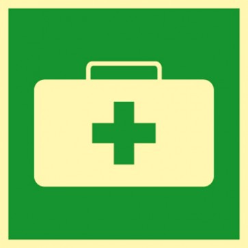 Aufkleber Rettungszeichen Notfallkoffer, Sanitätskoffer · NACHLEUCHTEND
