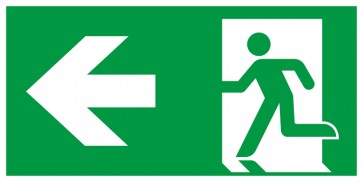 Schild Rettungszeichen Fluchtrichtung Pfeil nach links