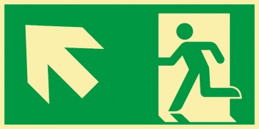 Schild Rettungszeichen Fluchtrichtung Pfeil nach links oben · NACHLEUCHTEND