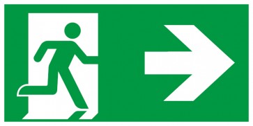 Schild Rettungszeichen Fluchtrichtung Pfeil nach rechts