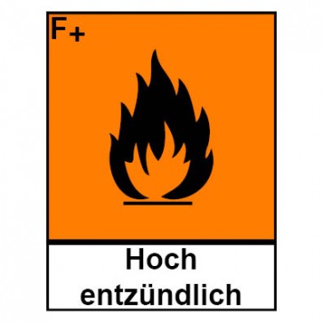 Aufkleber Gefahrstoffzeichen hochentzündlich Hazard_F (Piktogramm+Text)