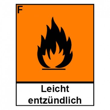Aufkleber Gefahrstoffzeichen leichtentzündlich Hazard_F (Piktogramm+Text)