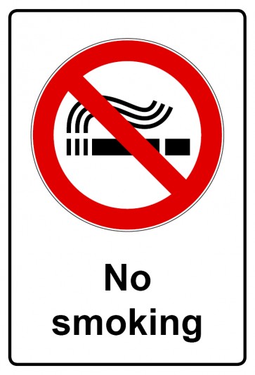 Schild Verbotszeichen Piktogramm & Text englisch · No smoking (Verbotsschild)
