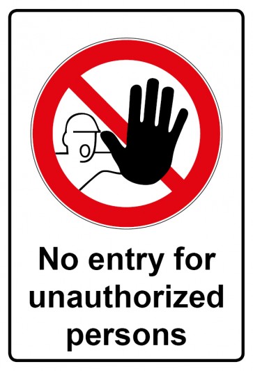 Aufkleber Verbotszeichen Piktogramm & Text englisch · No entry for unauthorized persons (Verbotsaufkleber)