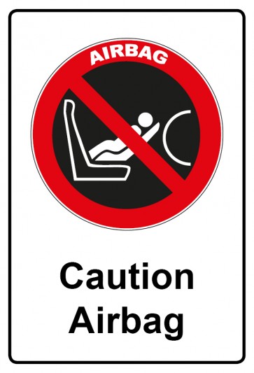 Aufkleber Verbotszeichen Piktogramm & Text englisch · Caution Airbag | stark haftend (Verbotsaufkleber)