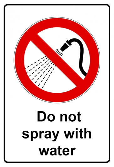 Aufkleber Verbotszeichen Piktogramm & Text englisch · Do not spray with water (Verbotsaufkleber)
