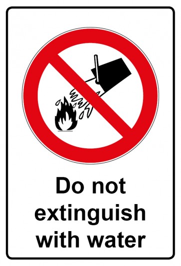 Schild Verbotszeichen Piktogramm & Text englisch · Do not extinguish with water | selbstklebend (Verbotsschild)