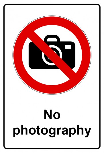 Schild Verbotszeichen Piktogramm & Text englisch · No photography | selbstklebend (Verbotsschild)