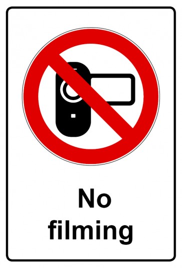 Magnetschild Verbotszeichen Piktogramm & Text englisch · No filming (Verbotsschild magnetisch · Magnetfolie)