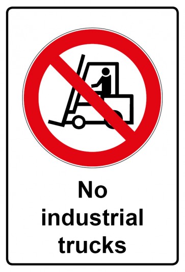 Schild Verbotszeichen Piktogramm & Text englisch · No industrial trucks | selbstklebend (Verbotsschild)