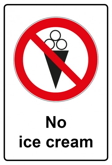 Magnetschild Verbotszeichen Piktogramm & Text englisch · No ice cream (Verbotsschild magnetisch · Magnetfolie)