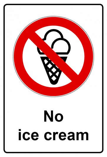 Schild Verbotszeichen Piktogramm & Text englisch · No ice cream | selbstklebend (Verbotsschild)