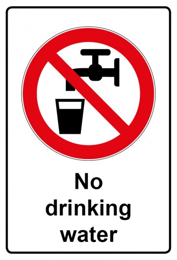 Schild Verbotszeichen Piktogramm & Text englisch · No drinking water | selbstklebend (Verbotsschild)